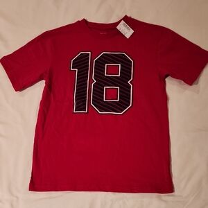 The Children's Place Red Short Sleeve Tee with Number 18 Graphic. Size Lg 10/12